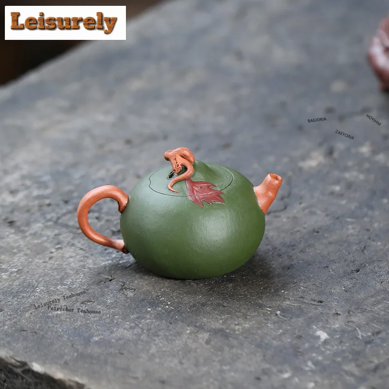 HOYIHM 100ml High-end Yixing Purple Clay Teapots Famous Artists Handmade Melon Pot Raw Ore Green Mud Kettle Zisha Teaset Gifts