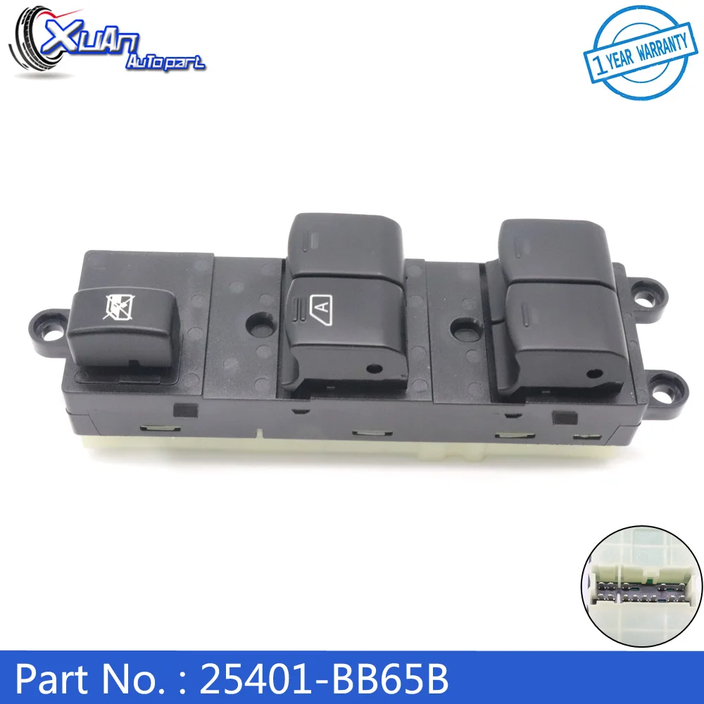 XUAN LHD Power Window Control Switch Button 25401-BB65B 25401JD001 For Nissan Qashqai J10 Navara D40 Pathfinder R51 25401-JD001