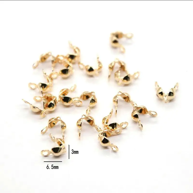Fermoirs en laiton JOCover pour documents, boule en or JO14 K, perles, bijoux, fournitures de bricolage, résultats, 3mm, 4mm, 50 pièces