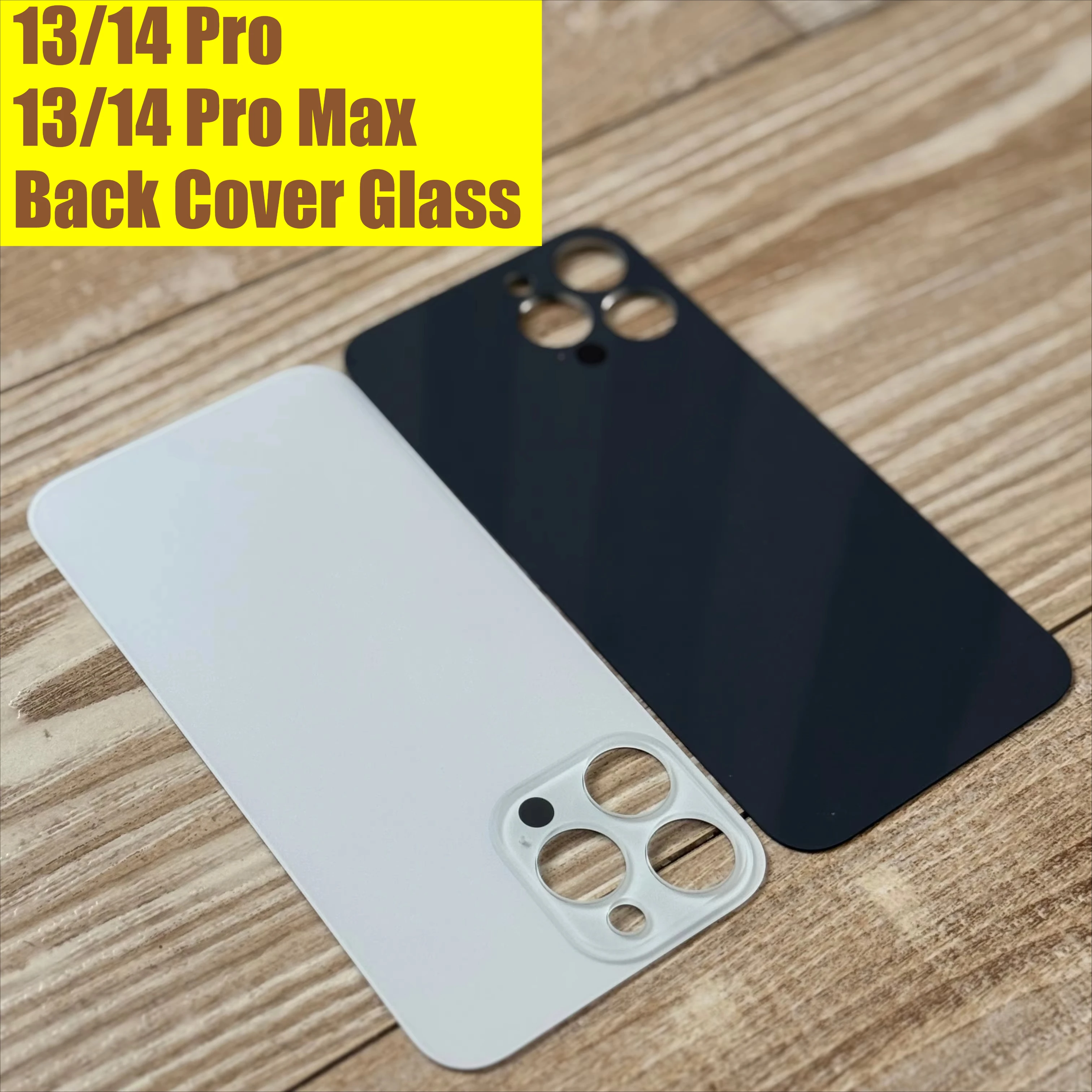 Large Hole Rear Glass Solid Color Suitable for Phone 13 14 Pro Max Back Cover Glass Repair Rear Tempered Glass 1PCS