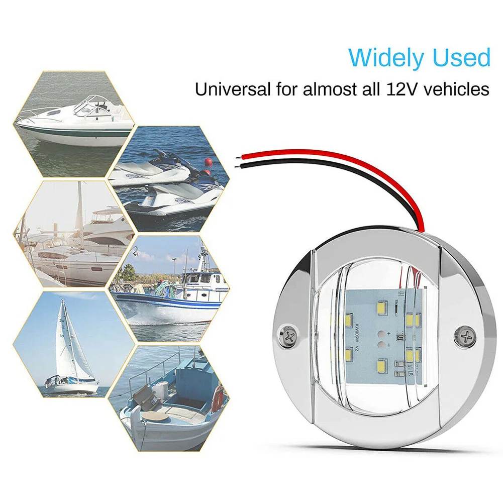 2pcs 3In Round Marine Boat LED Courtesy Light 12V LED Boat Deck Courtesy Light For Yacht Dinghy Sailboat Navigation Light