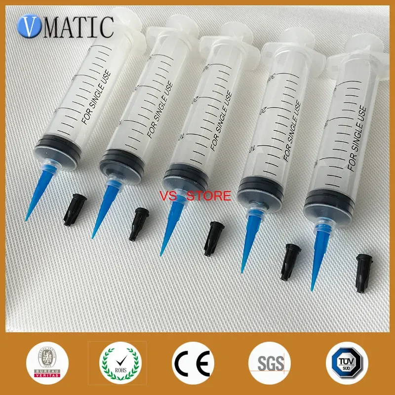 Free Shipping 6 Sets Liquid Syringes 30ml/cc 22 Gauge + 6 Pcs Glue Dispensing Needle Tips And Black Syringe Caps/Stoppers