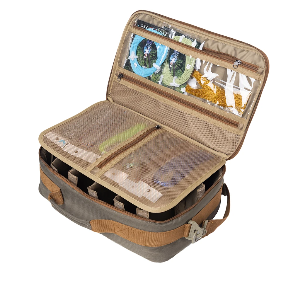 Estojo para carretel de pesca com 10 compartimentos à prova de choque – Organizador de equipamento portátil para molinetes giratórios, arremesso, spincast e mosca