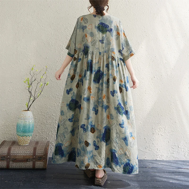 n Gonna ampia in cotone e lino Estate sottile ort Sve rotonda Ne Vaion Sle Orlo ampio Dr plus Size Abbigliamento donna