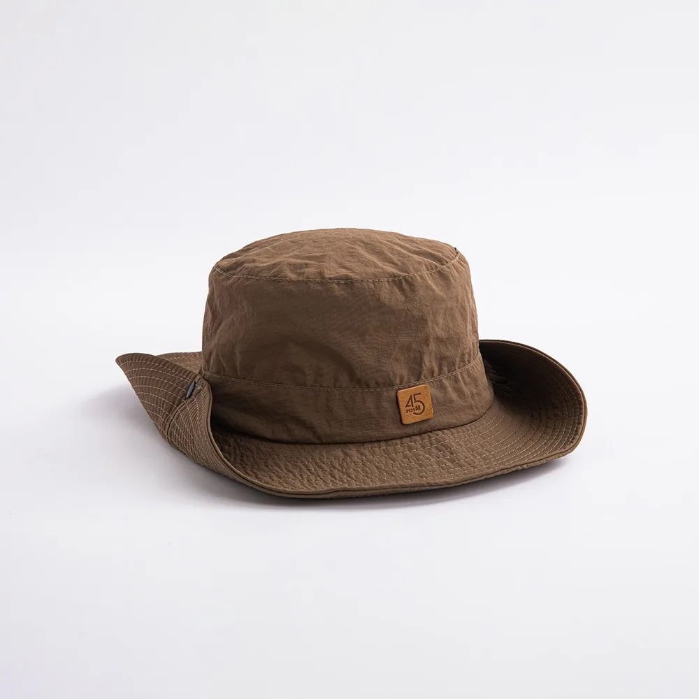 Sunscreen cap Large Brim Sun Hat  Outdoor Sun Protection Quick Drying  Men's and Women's Retro Leather Label Fisherman's Hat