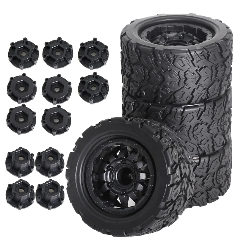 4Pcs 110Mm 1/10 Monster-Stunt Truck Tire 12Mm And 14Mm Hex For TRAXXAS/MAXX ARRMA Granite/KRATON/Outcast/Tamiya