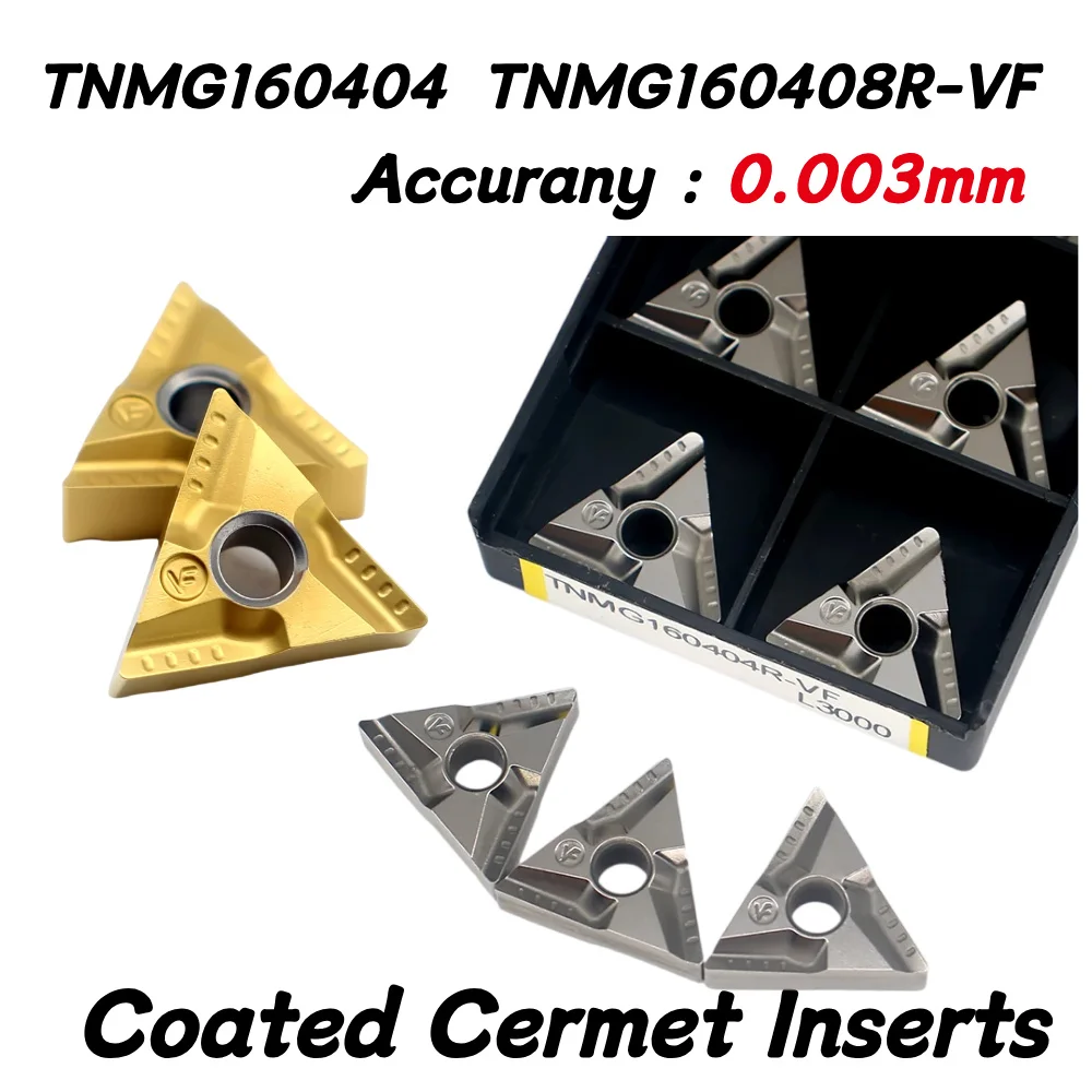 Coated Cermet Inserts TNMG160404  TNMG160408R-VF  Durable Metal Lathe Tools External Turning Tool for Steel