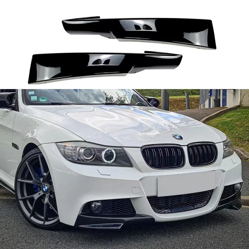 ﻿Car Front Bumper Side Splitter Cover Fog Lamp Intake Spoiler Lip For BMW 3 Series E90 E91 2009-2012 Gloss Black Car Accessories