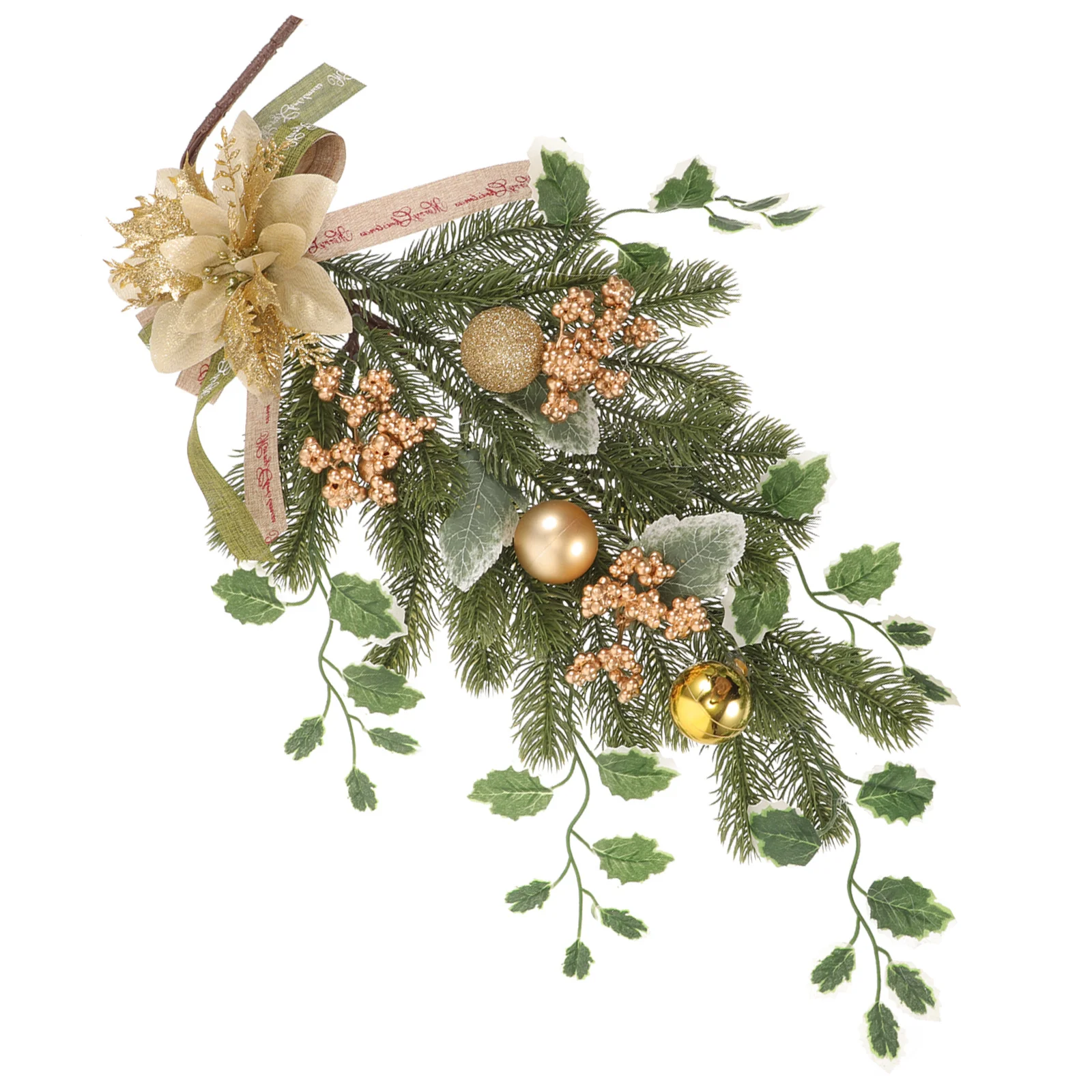 

Golden Christmas Flower Hanging Tree Teardrop Swag Xmas Decor For Door Wall Fireplace Window Party Home Decoration