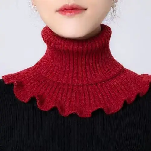 Women's Fall/Winter Warm Neck Guard Decoration Elastic Ruffled Fake Collar Scarf