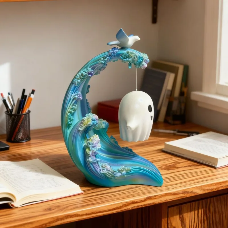 White dove perch with shadow, windowsill cute things hide gentle study desk room