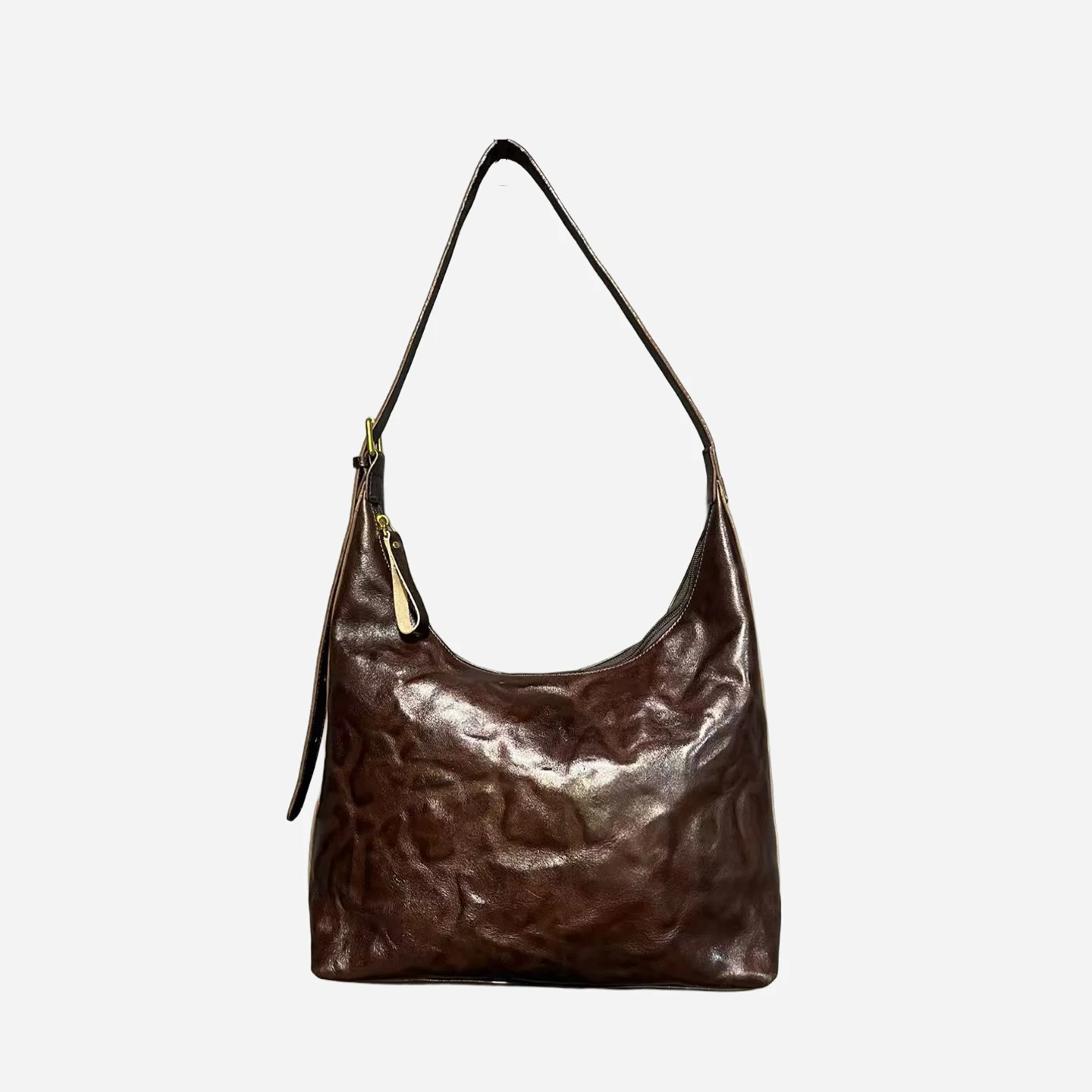 

Mendy Retro Hobo Bag Vintage Women's Bag Large Capacity Shoulder Bag Simple Casual Commuter Handbags Oiled Vegetable Leather