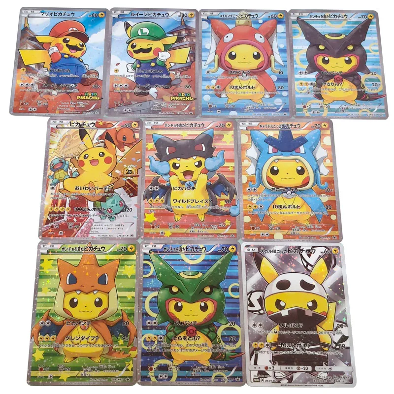 

10PCS/set DIY PTCG Japanese Version Self-made Pocket Monster Card Cartoon Anime Peripheral Collection Game Card Holiday Gift Toy