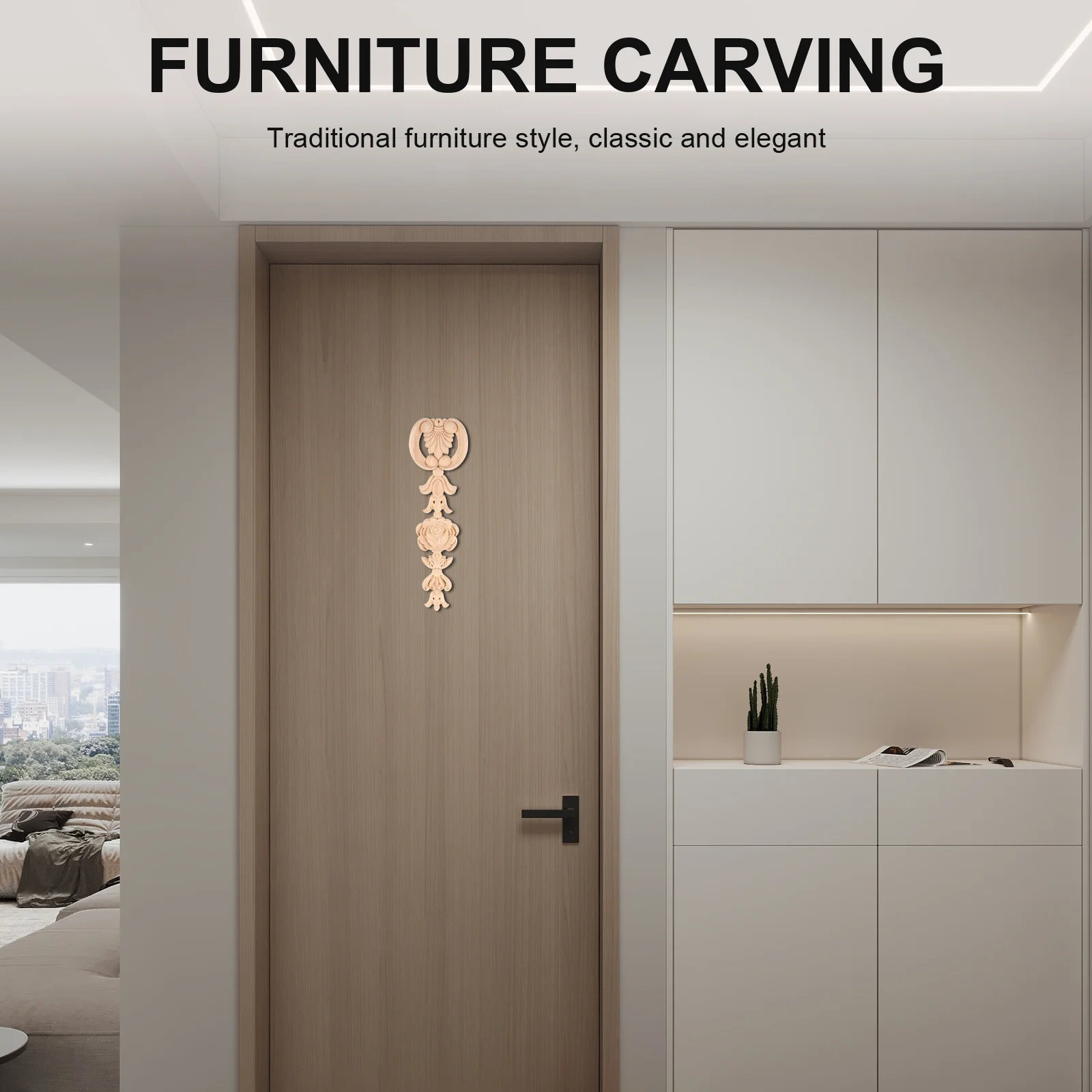 

Wooden Applique Carved Corner Onlay Decorative Furniture Applique Woodcarving Trim for Cabinet Door Decoration