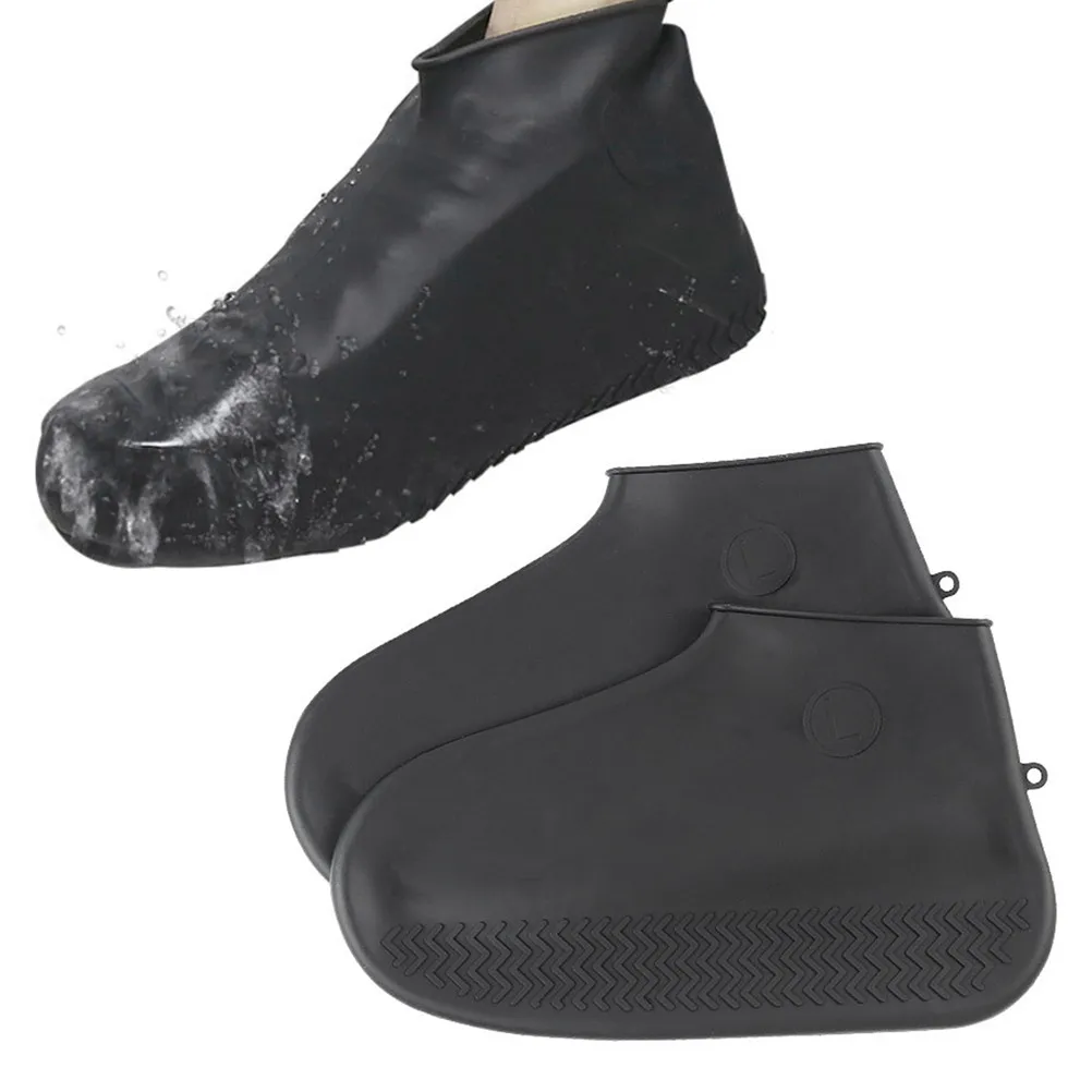 

1 Pair Waterproof Shoe Covers Durable Rainproof Overshoes For Outdoor Mud Snow Travel Anti-Slip Shoe Protector S Black