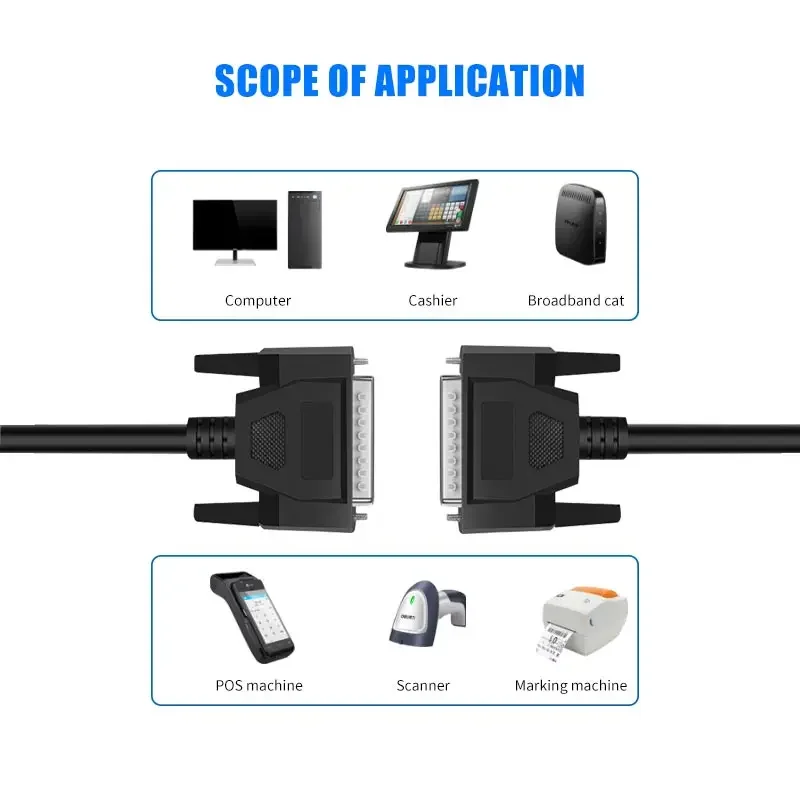 Pure Copper DB44 Data Cord Male to Male to Female 3 Row of 44Pin Extension Cable Industrial Grade CNC Programmer Signal Wire