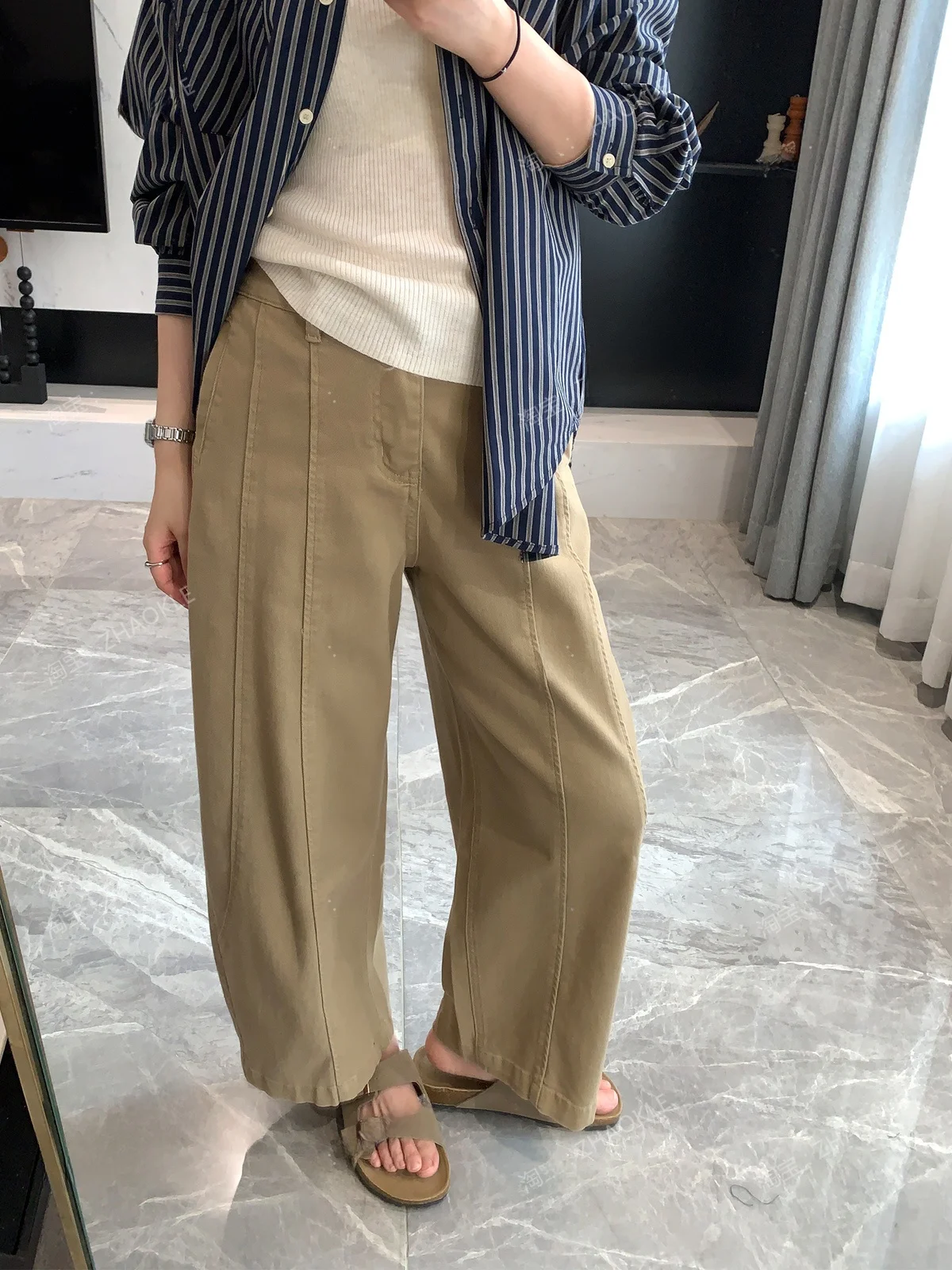 

Zhaokelie Spring 2026 Slim Fit Casual Knife Pants High Waist Zipper Closure Three Dimensional Tailoring Workwear Nine Po...