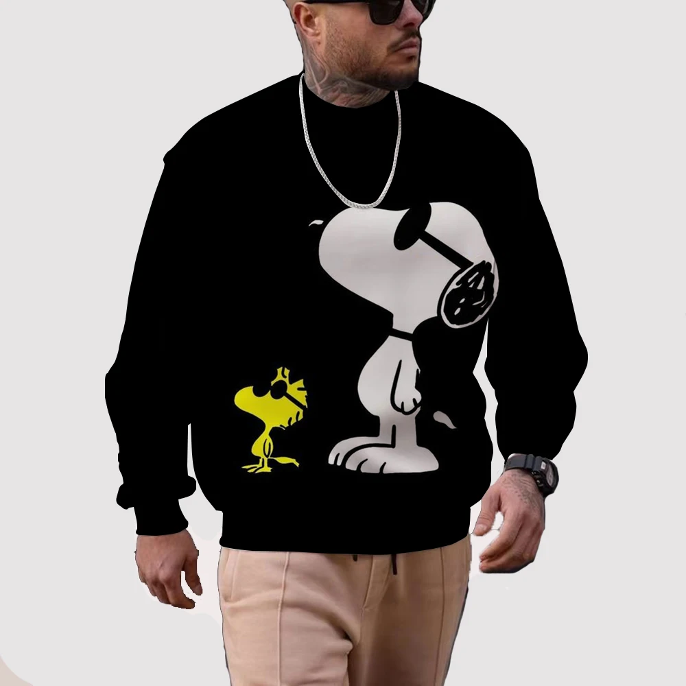 

Snoopy Family Cartoon Anime Women Pullover Tops 2024 New Spring Autumn Men Hoodies Casual Gray Sports Couple Sweatshirts