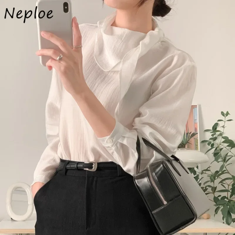 

Neploe Chic, французские элегантные темпераментные блузки, осень 2024, универсальная милая рубашка с длинными рукавами и воротником-стойкой для поездок на работу