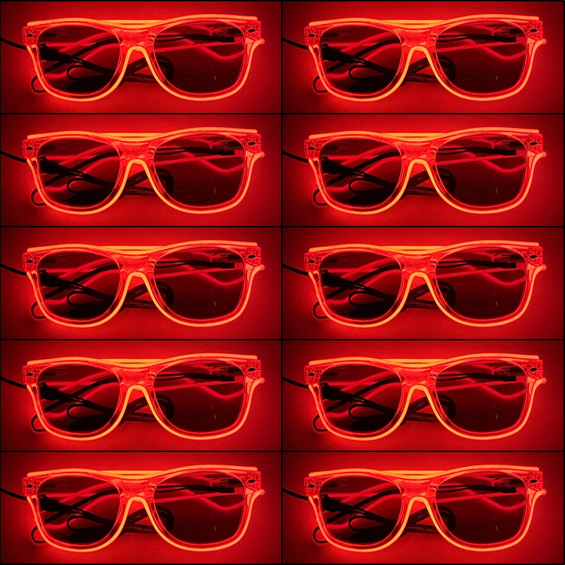 EL Neon Luminous Glasses LED Bright Sunglasses Light Up Eyewear for NightClub Concert Rave Accessories Wholesale 1/10pcs