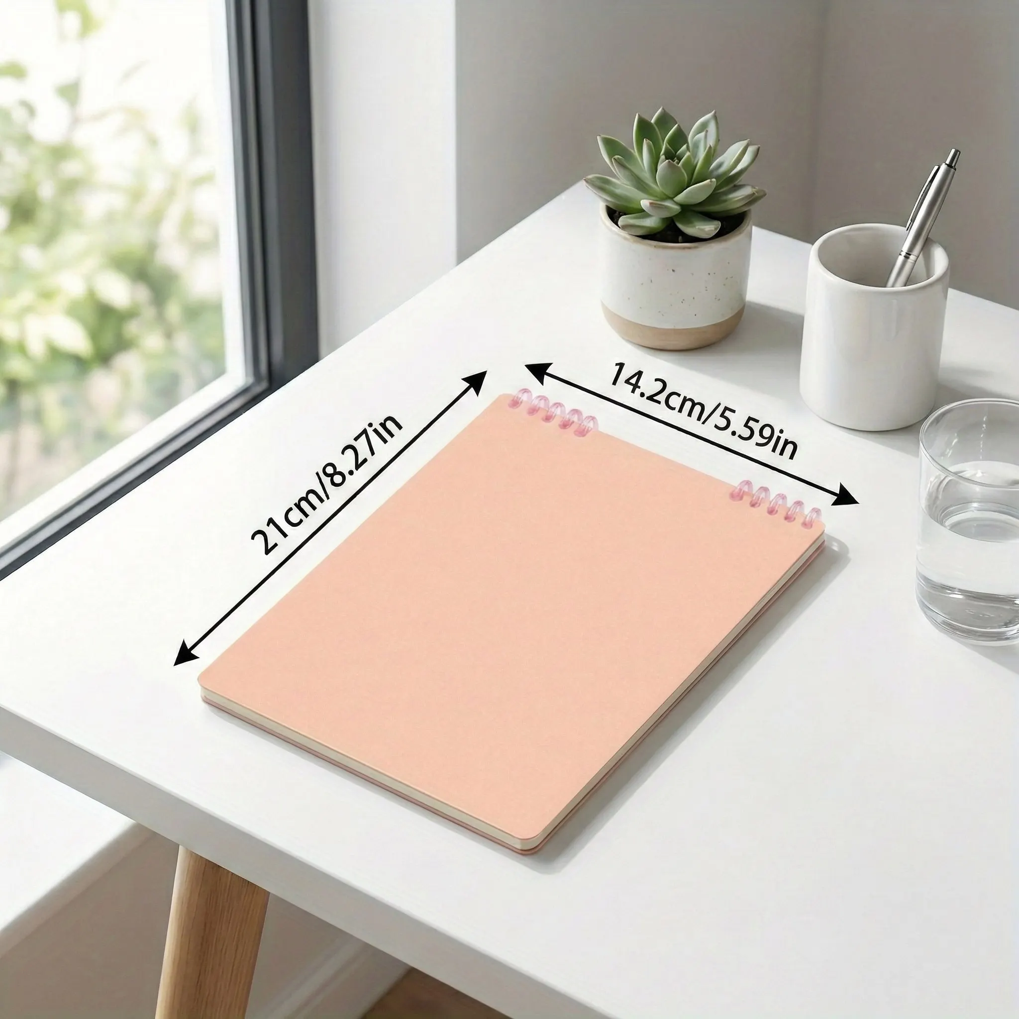 Pink Coil Notebook with Calendar, Vertical Standing Desk Planner, Thick Lined Pages for Office School Supplies view 4