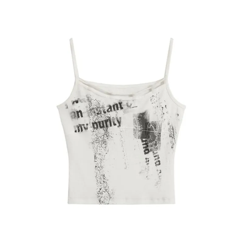

Y2K Стиль Сексуальная Детская Майка Винтаж Женские Майки Панк Принт Повседневные Укороченные Топы Женские Эмо Девушки Графический Модный Жилет 2000-х Лето