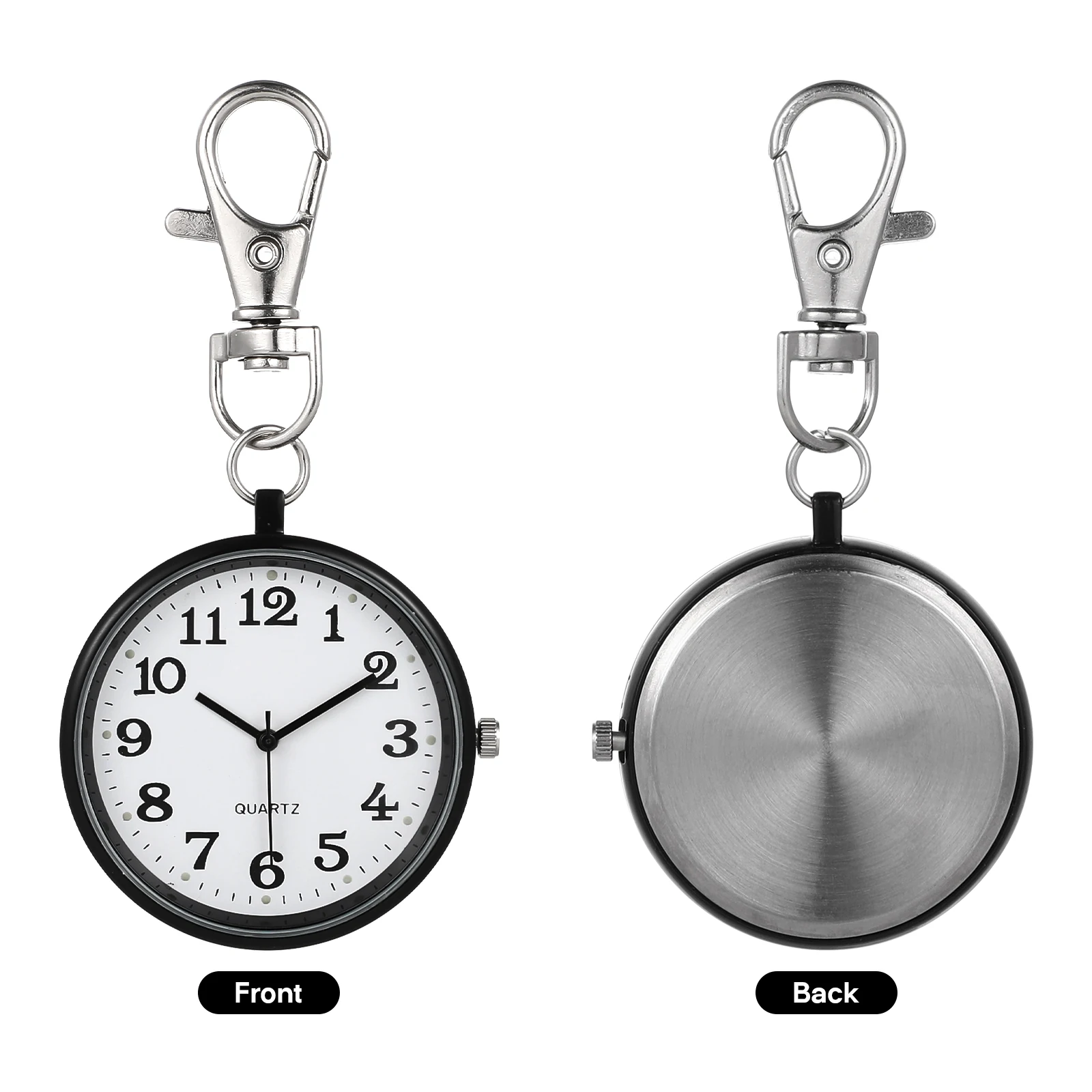 

2pcs Pocket Watch Keychain Nurses Women Quartz Large Dial Stainless Steel Practical Gifts Exam Watches