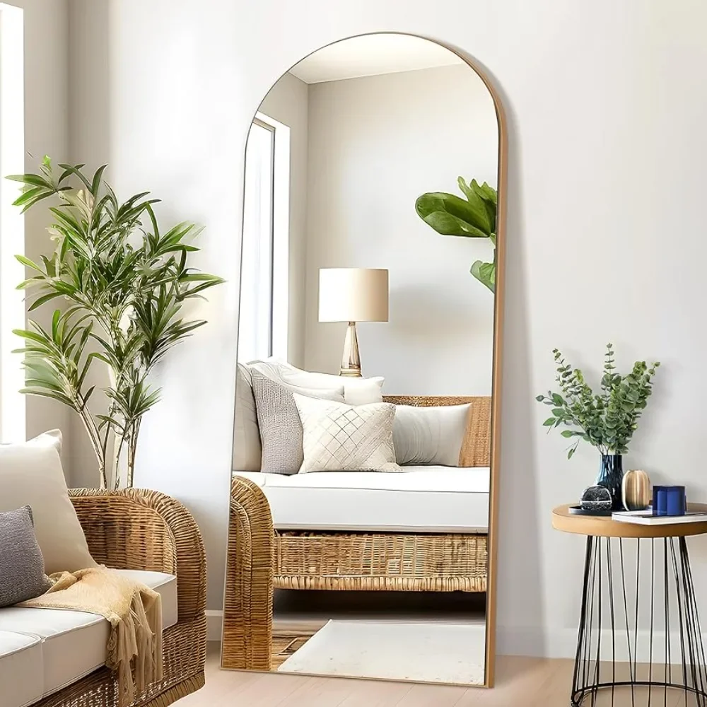 

Arched Full Length Mirror 71"x32"Full Body Mirror Wooden Thin Frame Mirrors Hanging or Leaning Against Wall Freight Free Led