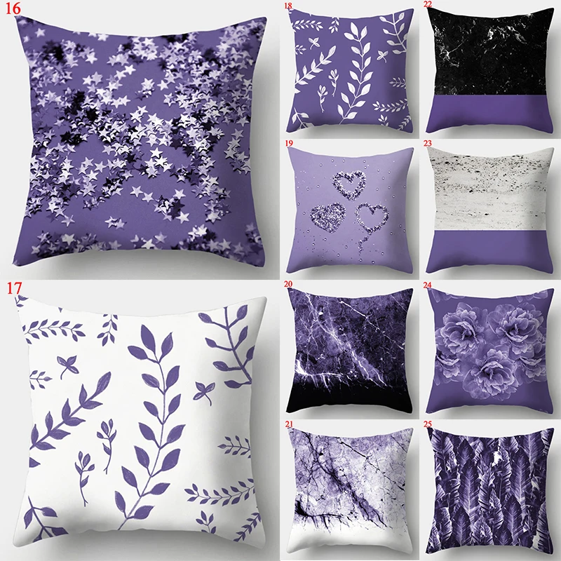 

Purple Geometric Pillowcase Decorative Cushion Cover Home Sofa Decor Square Moda