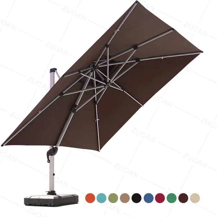 Large Top Sale Waterproof Double Canopy Outdoor Umbrella 11ft Beach Aluminum Cantilever Garden Parasols Patio Umbrellas