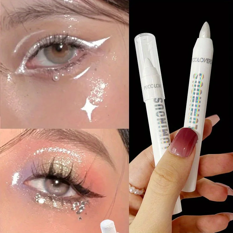 Glitter Highlighter Pen Pearly Matte White Sliver Diamond Shiny Brightening Eyelid Under Crease Eyeshadow Stick Facial Makeup