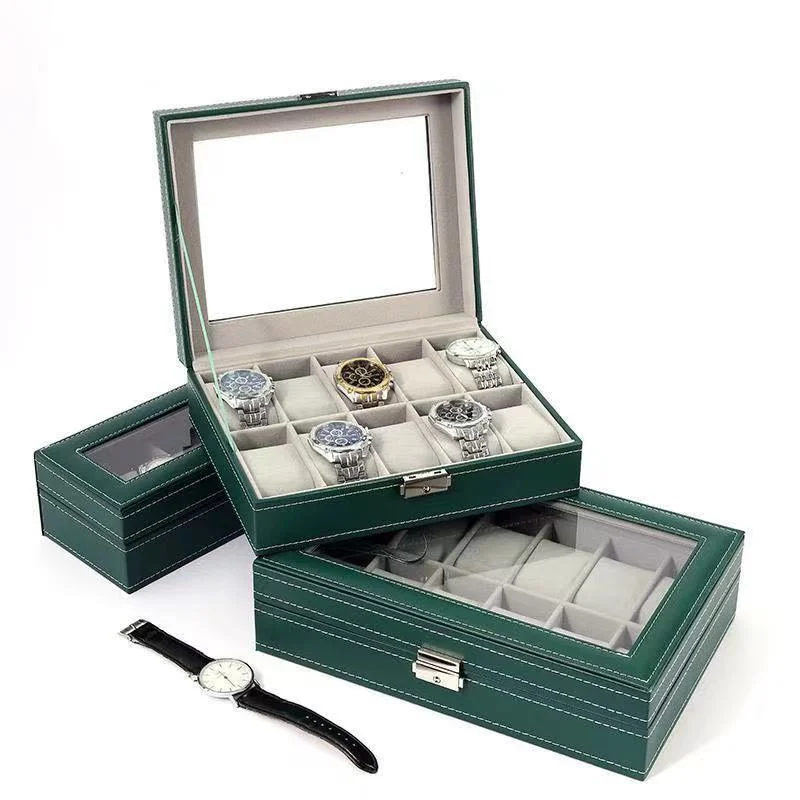 VANSIHO New Green Leather Watch Box Storage Box Watch Display Box Mechanical Watch Jewelry Box Watch Box Bracelet Organizer Box