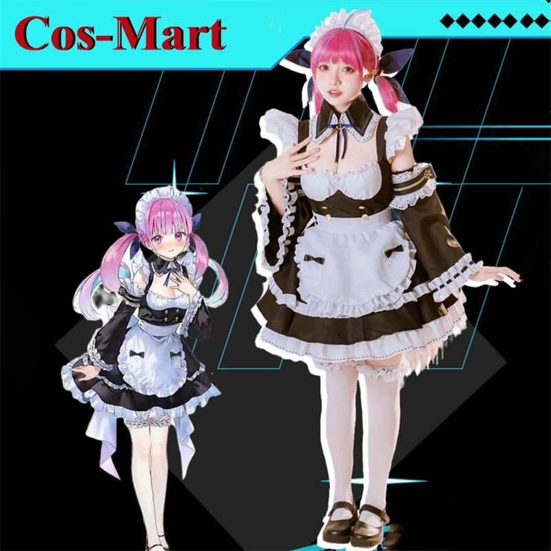 

Cos-Mart, популярное аниме VTuber Minato Aqua, карнавальный костюм, элегантная милая униформа горничной, платье, одежда для ролевых игр и вечеринок
