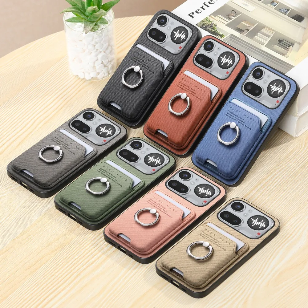 Etui Luksusowe 2w1 z Odpinanym Magnetycznym Panelikiem na Karty i Skórzanym Tyłem do Nothing CMF Phone 2 Pro 4A 5G, Pokrowiec z Pierścieniem do Nothing CMF Phone2 Pro — zdjęcie produktu 6