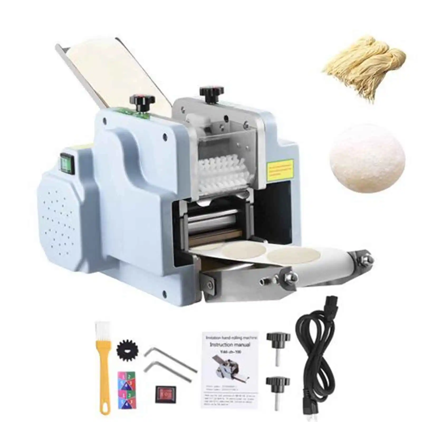 

Dumpling Skin Machine, 140W 110V Automatic Wonton Skin Machine, 50-60Pcs Min Dough Roller Sheeter with 2 Molds