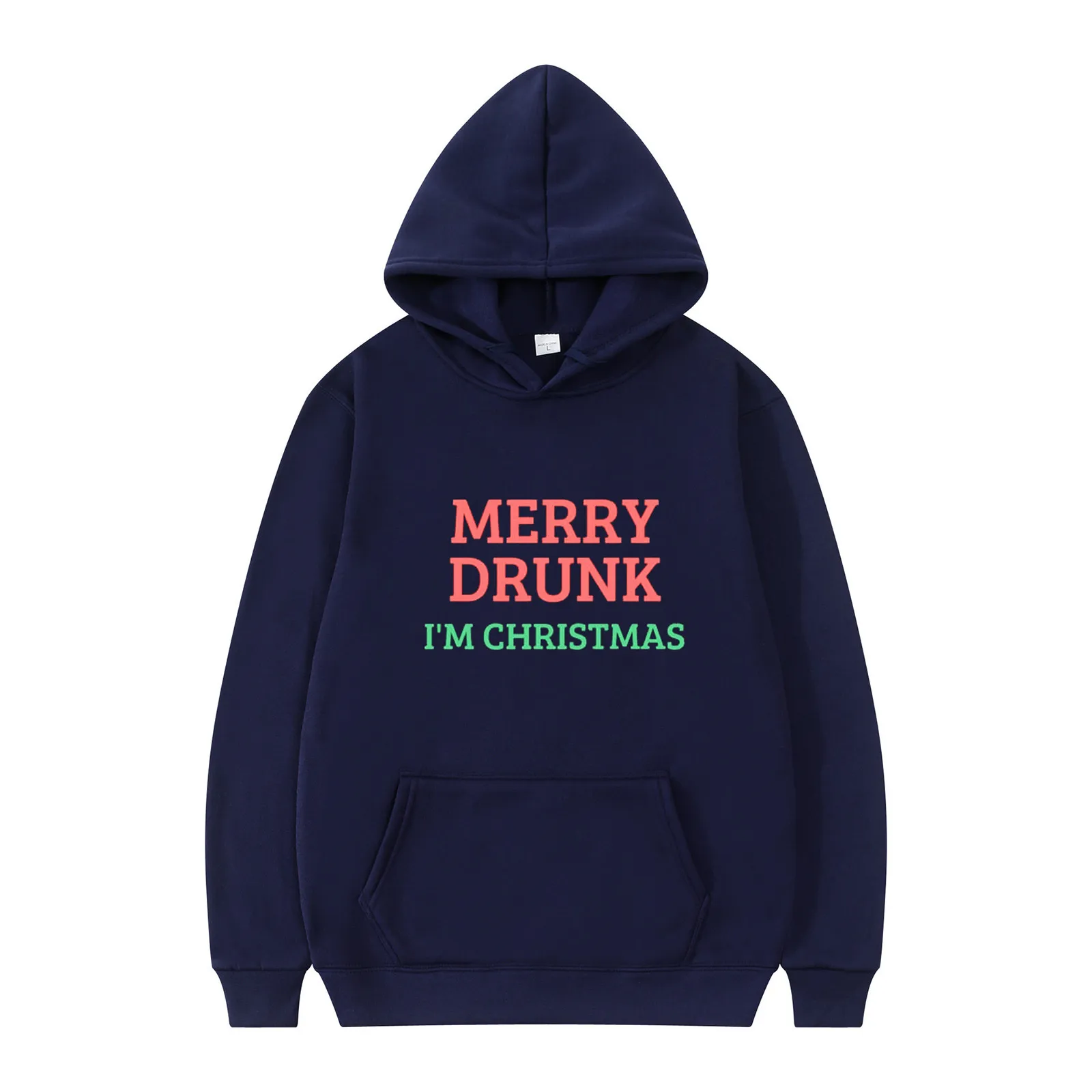 Autumu Winter Womens Sweatshirt Funny Print Y2k Hoodie Sweats Fashion Casual Cotton Pollover Merry Drunk I'M Christmas Party Top