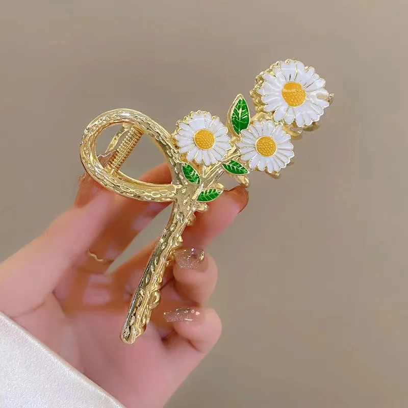 Spring Popular Hand-painted Oil Flower Hair Clip, Sweet and Girlish Temperament, Hair Clip on the Back of the Head.