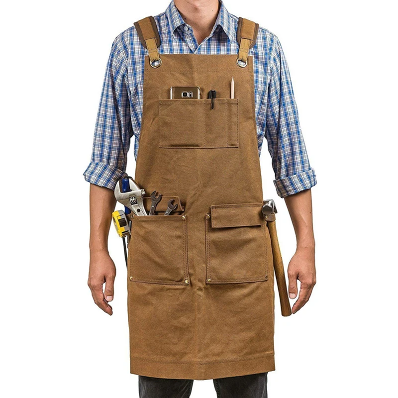 Thick Canvas Apron Waterproof Anti Fouling Woodworking Machinery Worker Electrician Horticulture Heavy Industry Work Clothes