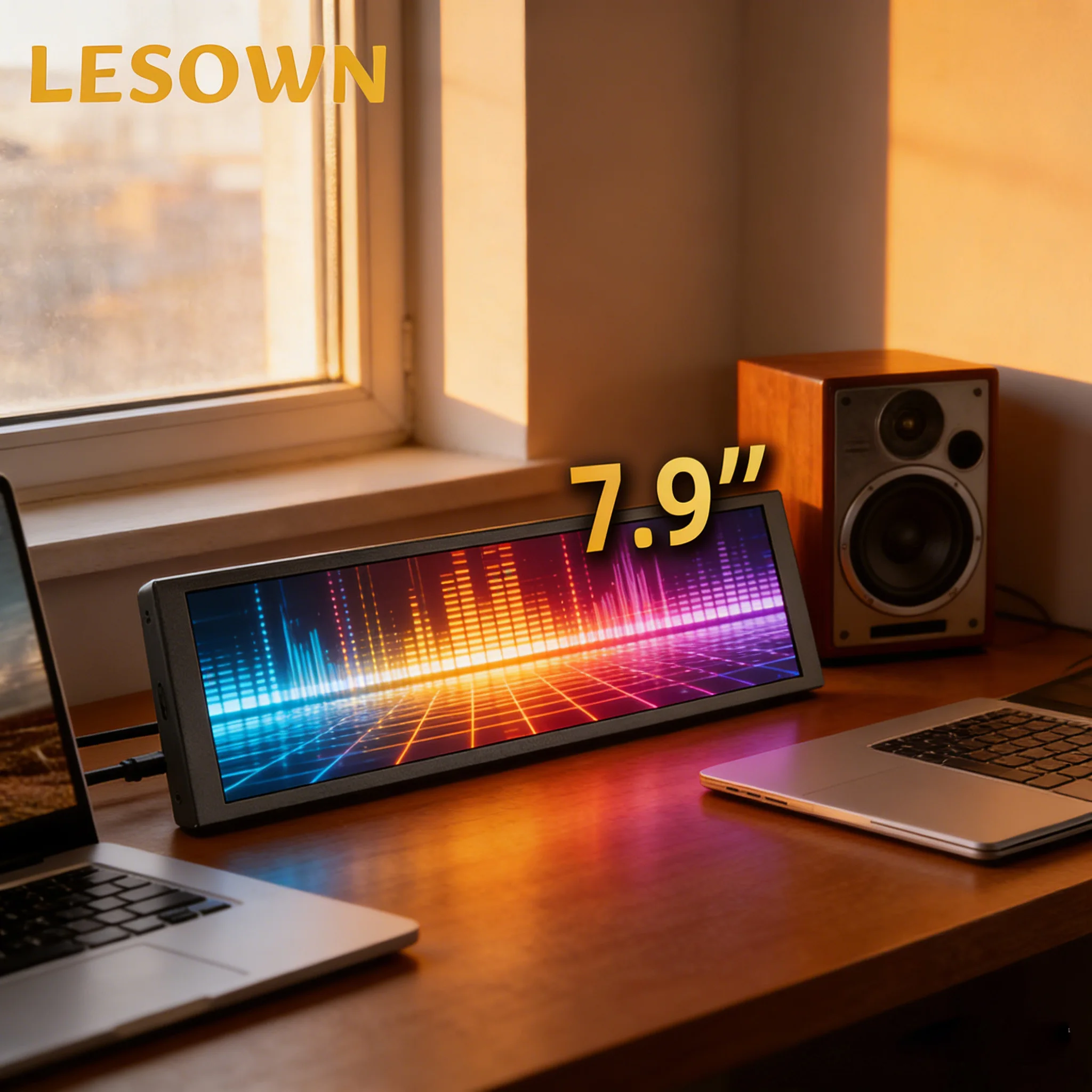 

LESOWN Portable Narrow Display 7.9 Inch 400x1280 Stretched Bar Monitor External Secondary Screen for Laptop Chatting window