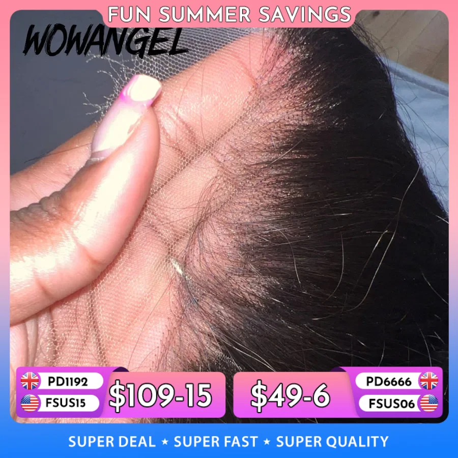 Wow Angel 7X7 6X6 5X5 HD Lace Closure Frontal Human Hair Straight Hair Melt Skins Pre Plucked HD Lace Closure Only Virgin Hair