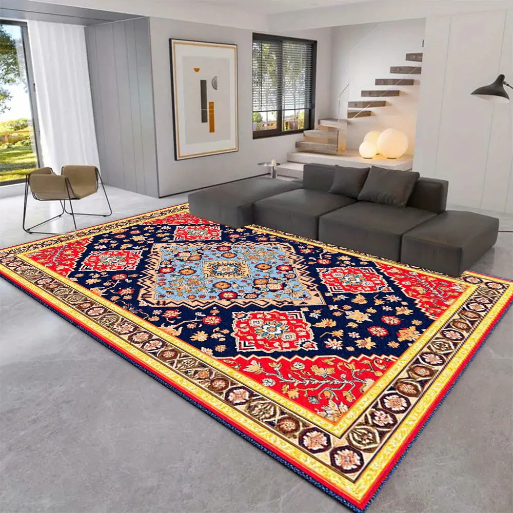 Vintage Oriental Floral Medallion Area Rug, Traditional Decorative Carpet for Living Room