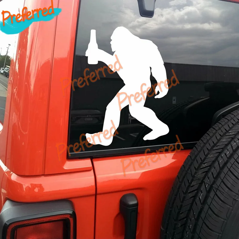 

2x Bigfoot with Beer Vinyl Decal - Sasquatch PNW Bottle Wine - Die Cut Sticker Customizable in Any Sticker Size -No Background