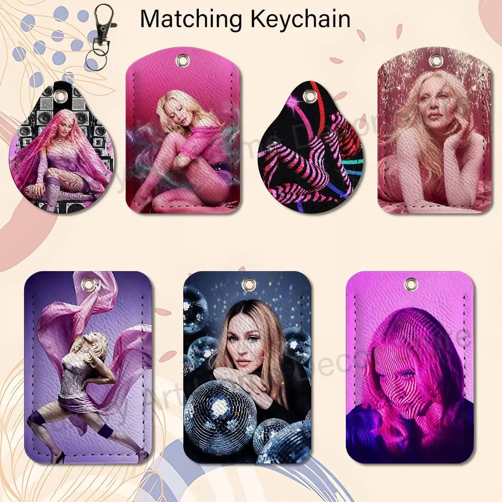 M-Madonnas-S Confessions II Key Tag Ring Leather Card Holder Key Ring Rectangle Access Card Holder