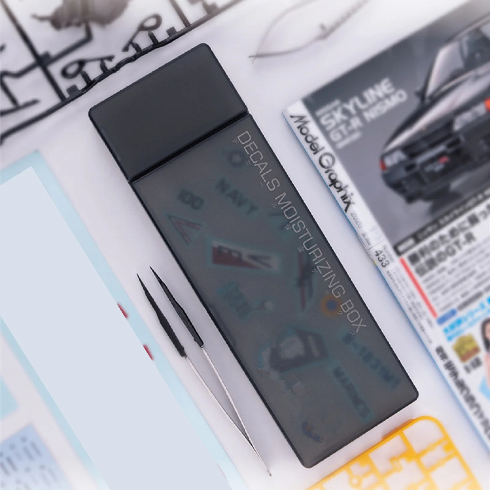 Scatola adesiva per decalcomanie per acqua fai-da-te per strumenti modello Gundam Artigianato per hobby Scatola idratante Strumento idratante a lungo termine