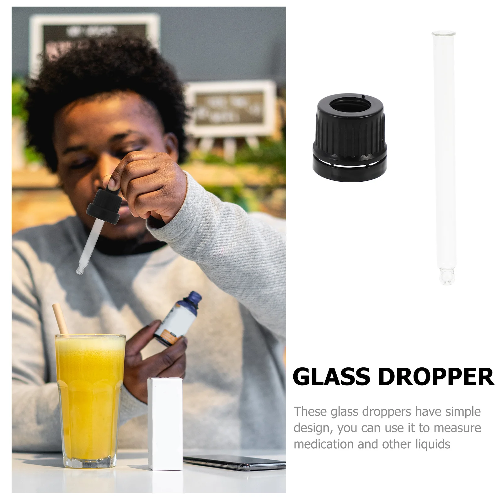 

50 Pcs Droppers Pipette Small Bottle for Oil Tip Black Essential Oils