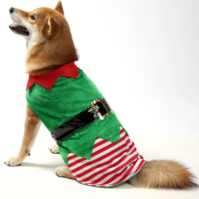 Dog Elf Costume Vest Feastive Pet Apparel for Christmas Holiday Vest Cloth Dropshipping