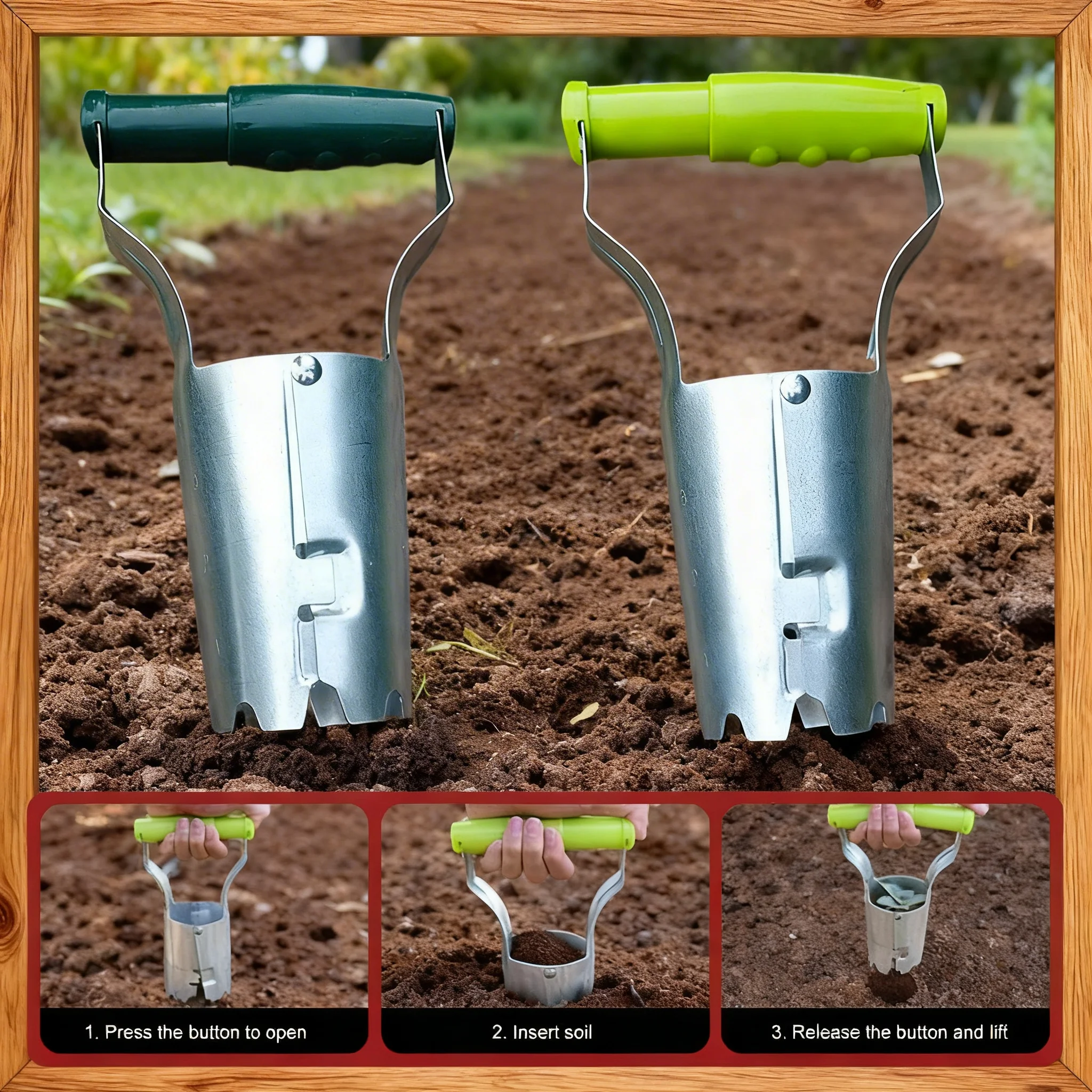 Multifunctional Seedling Transplanter Handheld Tube Type Gardening Farm Hole Punch Digger for Vegetable Flower Transplanting