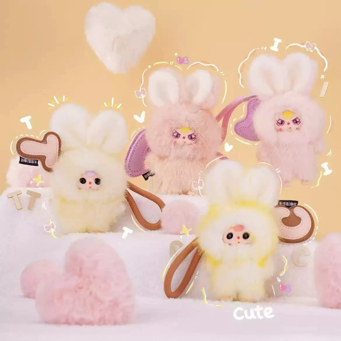 

Yolo Toy Babythree Super Mini Bunny Plush Doll Pendant Cute Fluffy Blind Box Bag Hanging Ornament Gift For Adult Collectors