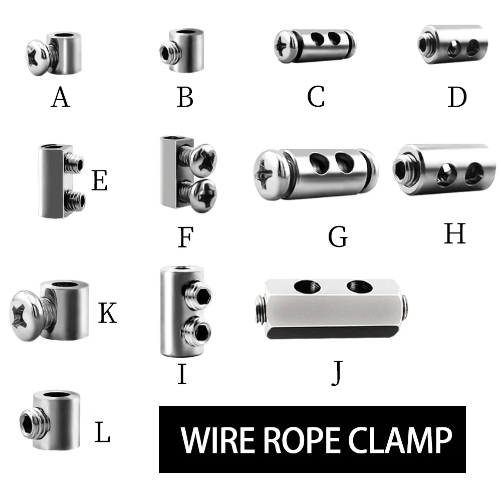 1-4mm Adjustable Stainless Steel Wire Rope Metal Suspension Clamp Used For Hanging Accessories Sling Screws Cable Fixing Tools
