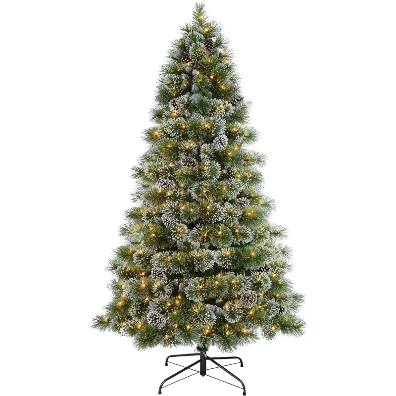 Pre-Lit 7.5' Frosted Boulder Pine Artificial Christmas Tree with 450 Lights, Green